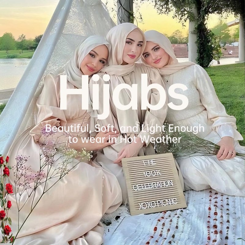 Harewom Chiffon Hijab for Women Sheer Shawl and Wraps for Wedding Bridal Scarves Summer Lightweight Sun-proof Scarf - Image 4